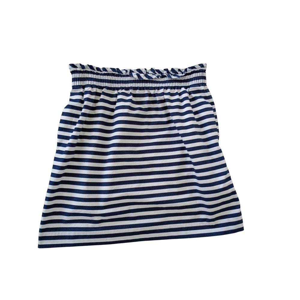 J.CREW Nautical Navy White Striped Cotton Paperbag Mini Skirt 8 M Coastal